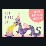 Girl's Dragon Birthday Party Invitations ポスター<br><div class="desc">Fun "Get Fired Up" birthday dragon design featuring pink and purple color theme. Edit text to add birthday girl's name.</div>