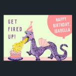 Girl's Dragon Birthday Party Invitations ポスター<br><div class="desc">Fun "Get Fired Up" birthday dragon design featuring pink and purple color theme. Edit text to add birthday girl's name.</div>