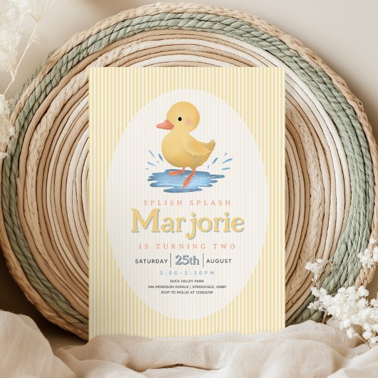 Girls Duckling Puddle Summer Birthday 招待状