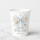 Girl's Dusty Blue First Communion Floral Bow 紙コップ (裏面)