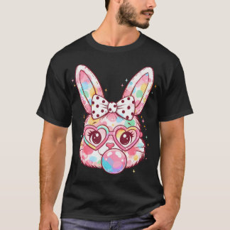 Girls Easter Cute Bunny Face Pink Easter Girls Tシャツ
