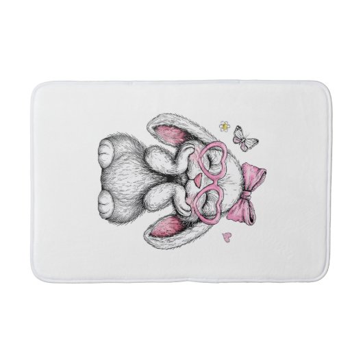 Girls Easter Cute Bunny Face Pink Easter Kids Todd バスマット (正面)