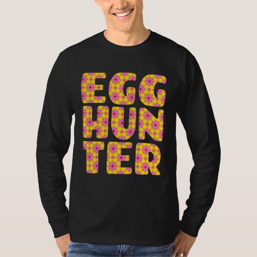 Girls Easter Egg Hunting   Yellow Pink Flowers Pri Tシャツ (正面)