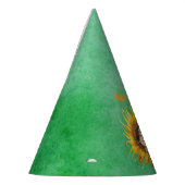 Girls Face in Big Yellow Sunflower Birthday Green パーティーハット (左)