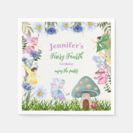 Girl's Fairy Birthday Fairies and Flowers Any Age スタンダードカクテルナプキン