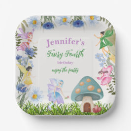Girl's Fairy Birthday Fairies and Flowers Any Age ペーパープレート