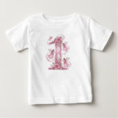 Girls Fairy First Pink 1st Birthday Outfit ベビーTシャツ (正面)