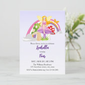 Girls Fairy Mushroom Rainbow Birthday 招待状 (スタンド正面)