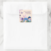 Girls Fairy Purple Mushroom Butterfly Birthday スクエアシール (バッグ)