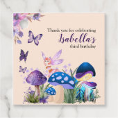 Girls Fairy Purple Mushroom Butterfly Birthday フェイバータグ (正面)