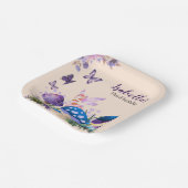 Girls Fairy Purple Mushroom Butterfly Birthday ペーパープレート (傾斜あり)