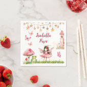 Girls Fairy Tale Castle Frog Mushroom Birthday スタンダードカクテルナプキン (インサイチュ)