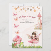 Girls Fairy Tale Castle Frog Mushroom Birthday 招待状 (裏面)