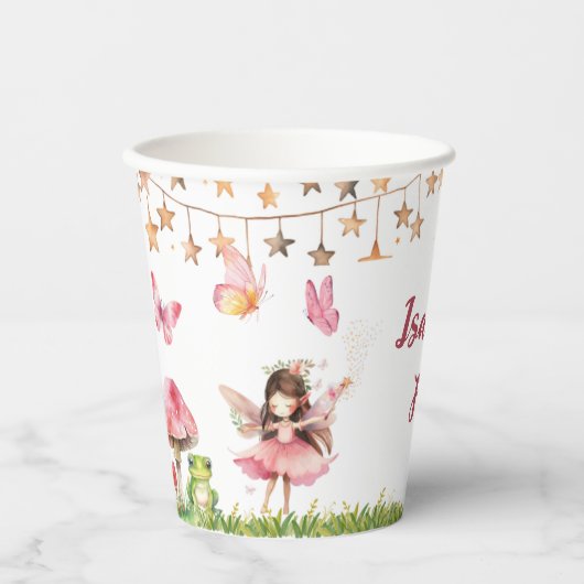 Girls Fairy Tale Castle Frog Mushroom Birthday 紙コップ (正面)