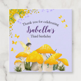Girls Fairy Yellow Mushroom Butterfly Birthday フェイバータグ