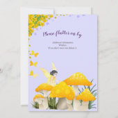 Girls Fairy Yellow Mushroom Butterfly Birthday 招待状 (裏面)