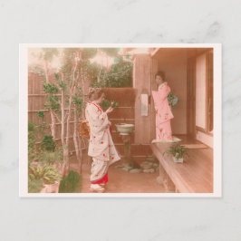 "Girls' Feelings" 乙女心　日本　着物　女性　ヴィンテージ 写真　和風 ポストカード