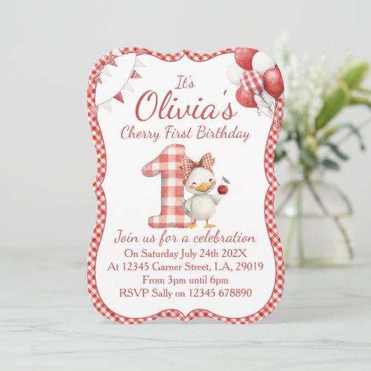 Girls First Birthday Invitation 招待状 (スタンド正面)