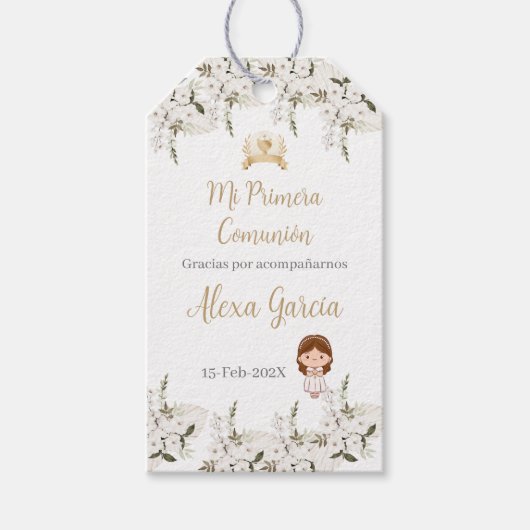 Girl's First Communion Floral Gift Tag ギフトタグ (正面)