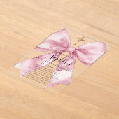 Girl's First Communion Pink Bow Acrylic Invitation アクリル招待状 (レイダウン)