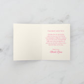 Girl's First Communion Pink Wildflower Bow  サンキューカード (内部)