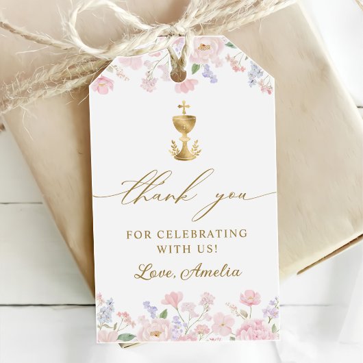 Girl's First Holy Communion Pastel Floral ギフトタグ