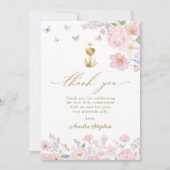 Girl's First Holy Communion Pastel Floral サンキューカード (正面)