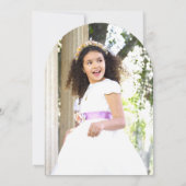 Girl's First Holy Communion Pink Wildflower Bow 招待状 (裏面)