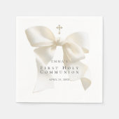 Girl's First Holy Communion Stylish Ivory Bow スタンダードカクテルナプキン (正面)