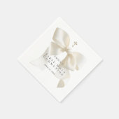 Girl's First Holy Communion Stylish Ivory Bow スタンダードカクテルナプキン (角)