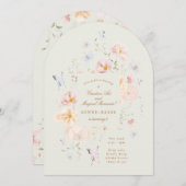 Girls Floral Butterfly Sage Arch Birthday Party 招待状 (正面/裏面)