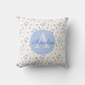 Girls Floral Pattern Monogram Name Kids Pillow クッション (正面)