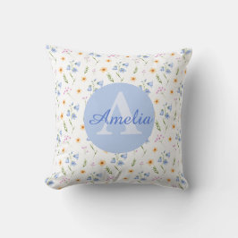 Girls Floral Pattern Monogram Name Kids Pillow クッション