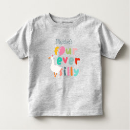 Girls Four Ever Silly Farm Goose 4th Birthday トドラーTシャツ