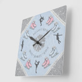 Girls Glitter Ice Rink Figure Skater Clock スクエア壁時計 (傾斜)