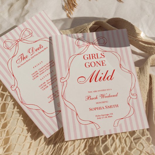 Girls Gone Mild バチェラー・パーティー招待状 赤 招待状