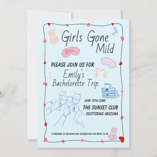 Girls Gone Mild Bachelorette Invitation 招待状 (正面)