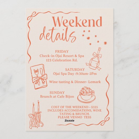 Girls Gone Mild Bachelorette Invitation | Boho Spa 招待状 (裏面)