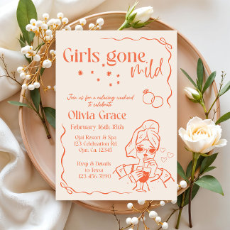 Girls Gone Mild Bachelorette Invitation | Boho Spa 招待状