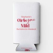 Girls Gone Mild Elegant Bachelorette Weekend White スリム缶クーラー (裏面)