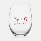 Girls Gone Mild Pink and Cherry Red Bachelorette   ステムなしワイングラス (正面)