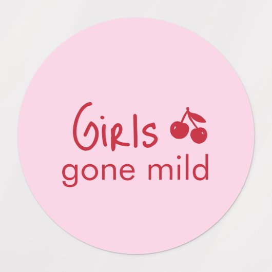 Girls Gone Mild Pink and Cherry Red Bachelorette ラベル (デザイン1)