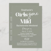 Girls Gone Mild Sage Bachelorette Beach Weekend 招待状 (正面/裏面)