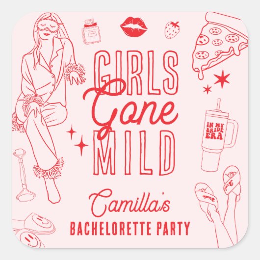 Girls Gone Mild Spa Pajama Bachelorette Party スクエアシール (正面)