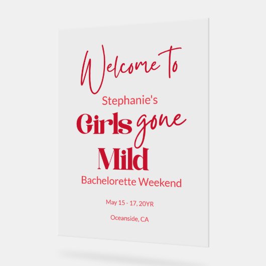 Girls Gone Mild Stylish Bachelorette Beach Weekend アクリルサイン (傾斜)