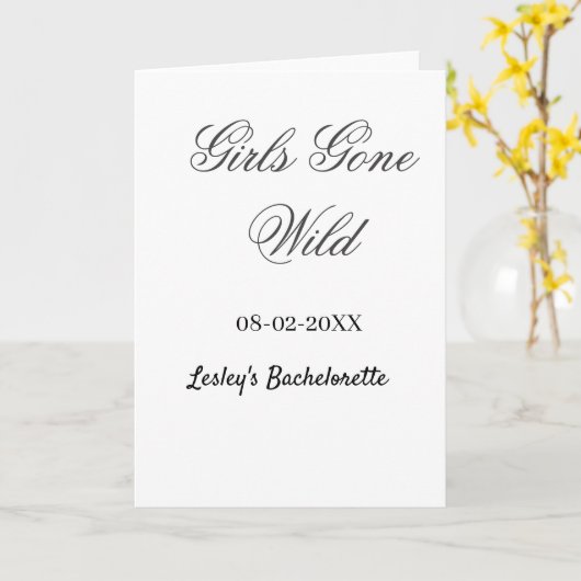 Girls Gone wild Bachelorette party name date bride カード (黄色い花)
