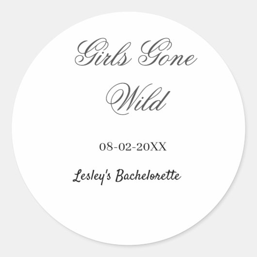 Girls Gone wild Bachelorette party name date bride ラウンドシール (正面)