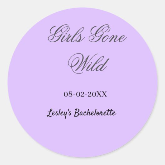 Girls Gone wild Bachelorette party name date bride ラウンドシール (正面)