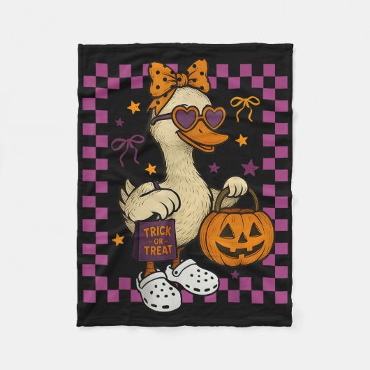 Girls Goose Halloween Spooky Goosey Silly Goose Pu フリースブランケット (正面)