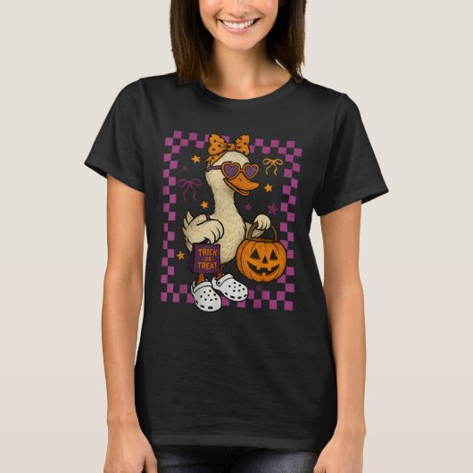 Girls Goose Halloween Spooky Goosey Silly Goose Pu Tシャツ (正面)